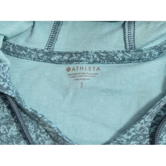 Athleta Womens Pullover Hoodie Small Teal‎ Heathered V Neck Athleisure - Picture 4 of 8